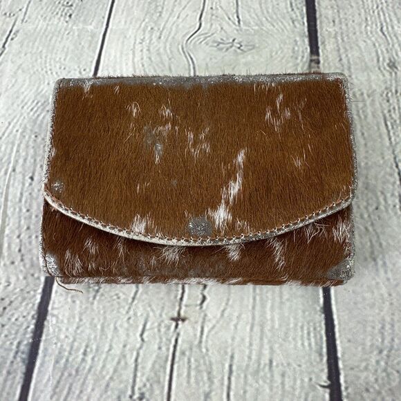 Myra Bag Leather ,Floral Canvas & Cowhide Whipstitch Fringe Crossbody W/ Wallet‎ - Picture 7 of 14